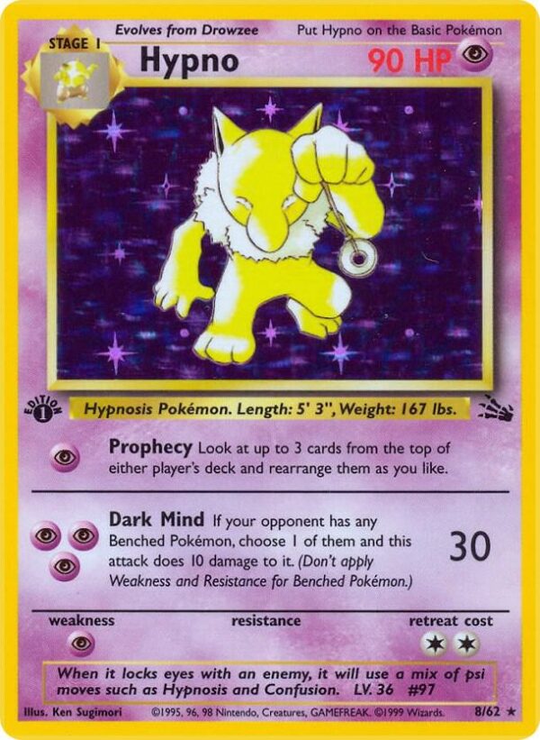 Hypno (8) 08/62 Unlimited Holofoil Fossil