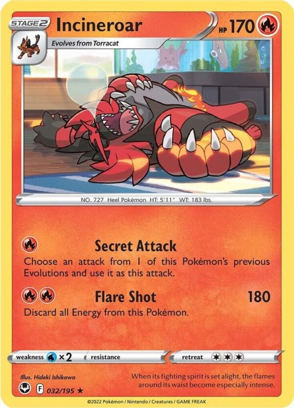 Incineroar 032/195 Reverse Holofoil SWSH12: Silver Tempest