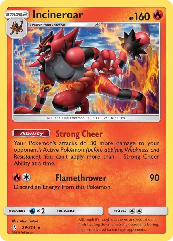 Incineroar 29/214 Reverse Holofoil SM – Unbroken Bonds Incineroar 29/214 Reverse Holofoil SM – Unbroken Bonds