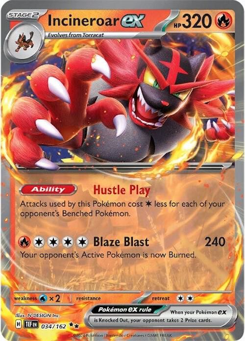 Incineroar ex 034/162 Holofoil SV05: Temporal Forces Incineroar ex 034/162 Holofoil SV05: Temporal Forces