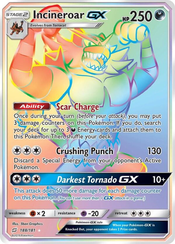 Incineroar GX (Secret) 188/181 Holofoil SM – Team Up Incineroar GX (Secret) 188/181 Holofoil SM – Team Up