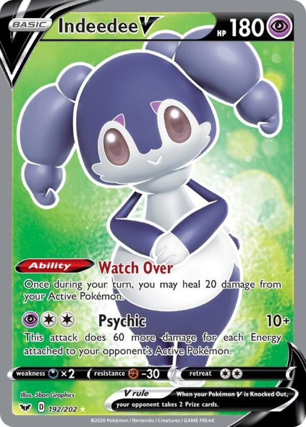 Indeedee V (Full Art) 192/202 Holofoil SWSH01: Sword & Shield Base Set