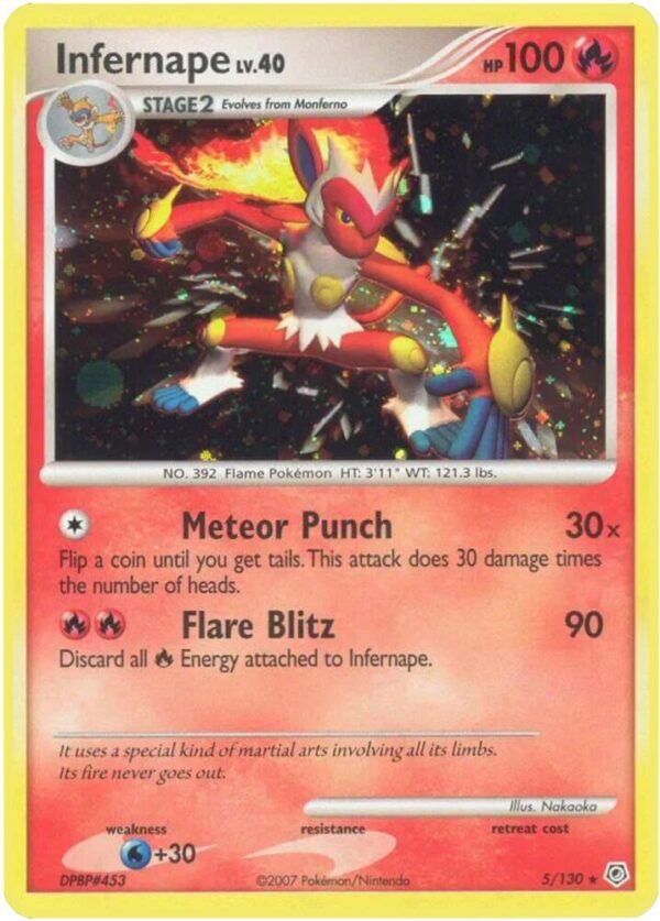 Infernape 5/130 Reverse Holofoil Diamond and Pearl Infernape 5/130 Reverse Holofoil Diamond and Pearl