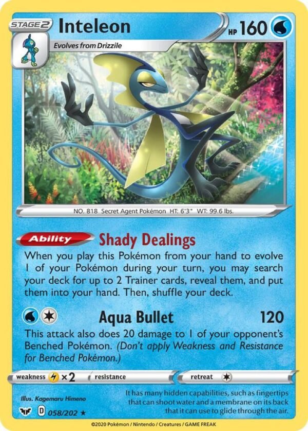 Inteleon (058) 058/202 Reverse Holofoil SWSH01: Sword & Shield Base Set Inteleon (058) 058/202 Reverse Holofoil SWSH01: Sword & Shield Base Set