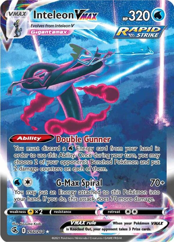 Inteleon VMAX (Alternate Art Secret) 266/264 Holofoil SWSH08: Fusion Strike Inteleon VMAX (Alternate Art Secret) 266/264 Holofoil SWSH08: Fusion Strike