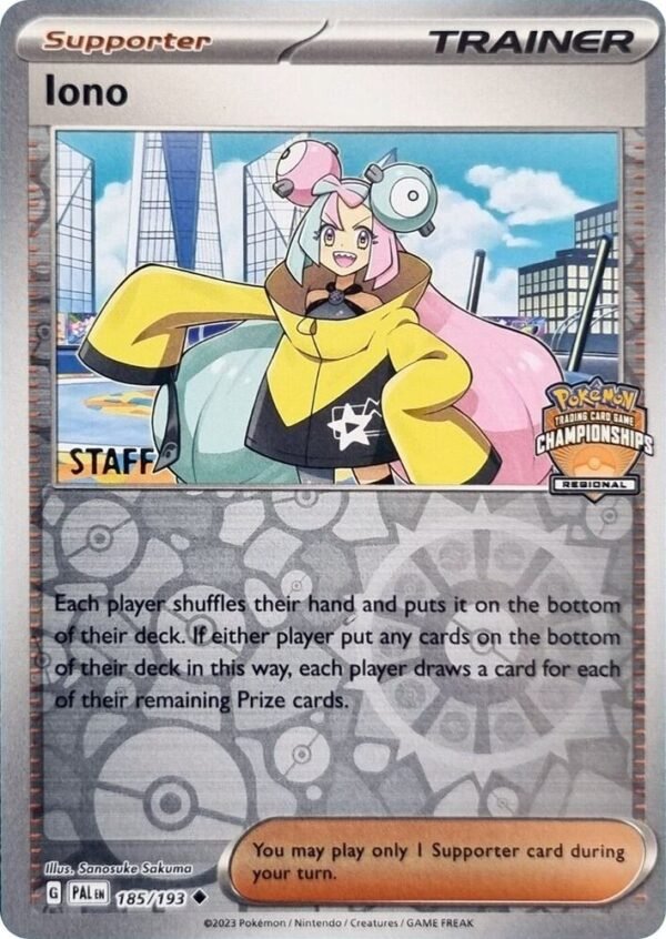 Iono 185/193 (Regional Championships) [Staff] Reverse Holofoil League & Championship Cards