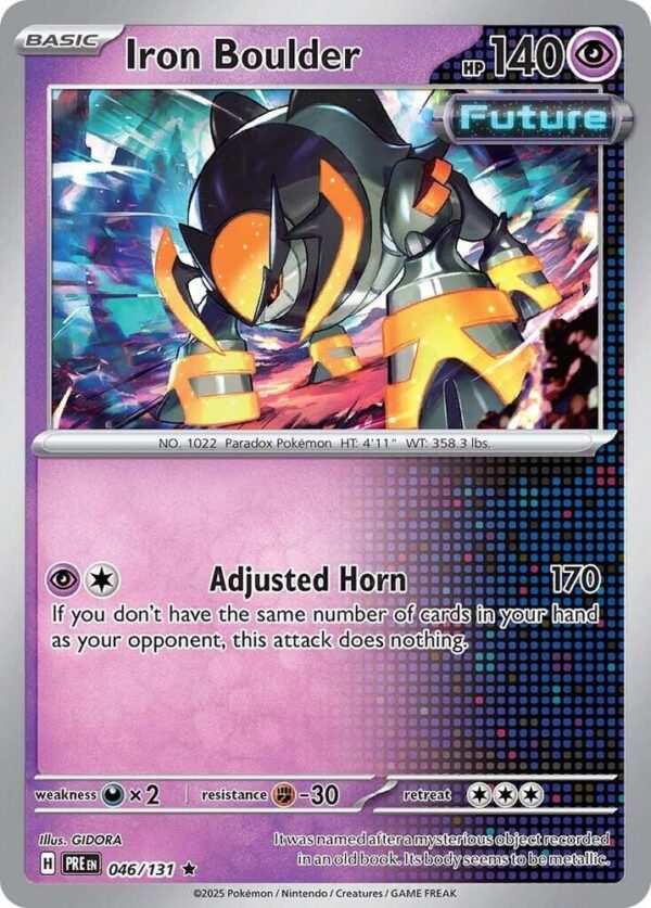 Iron Boulder 046/131 Holofoil SV: Prismatic Evolutions Iron Boulder 046/131 Holofoil SV: Prismatic Evolutions