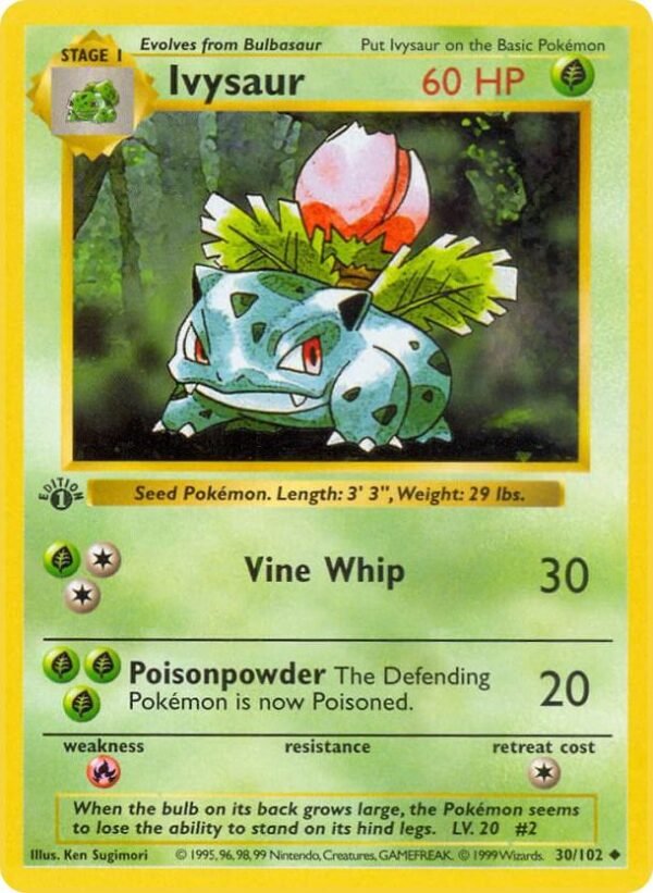 Ivysaur 030/102 1st Edition Base Set (Shadowless) Ivysaur 030/102 1st Edition Base Set (Shadowless)