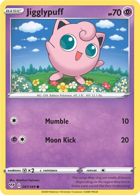 Jigglypuff 067/189 Reverse Holofoil SWSH03: Darkness Ablaze