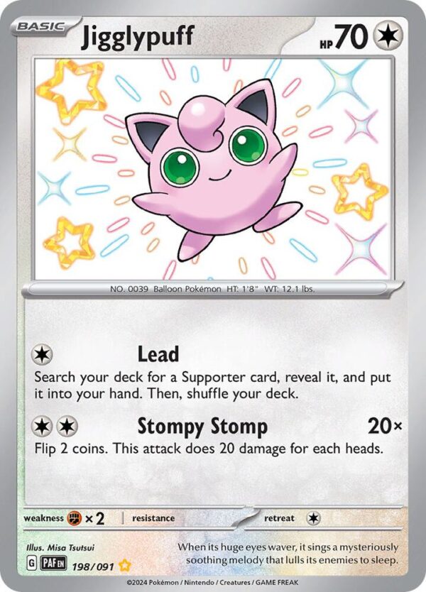Jigglypuff 198/091 Holofoil SV: Paldean Fates Jigglypuff 198/091 Holofoil SV: Paldean Fates