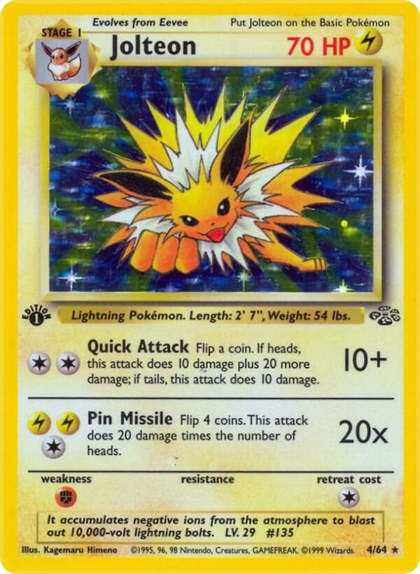 Jolteon (4) 04/64 1st Edition Holofoil Jungle Jolteon (4) 04/64 1st Edition Holofoil Jungle