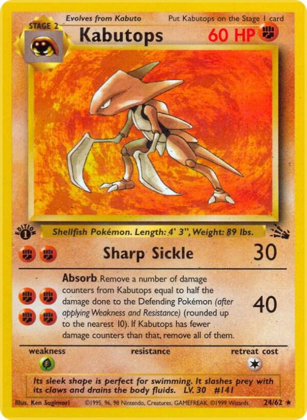 Kabutops (24) 24/62 1st Edition Fossil Kabutops (24) 24/62 1st Edition Fossil