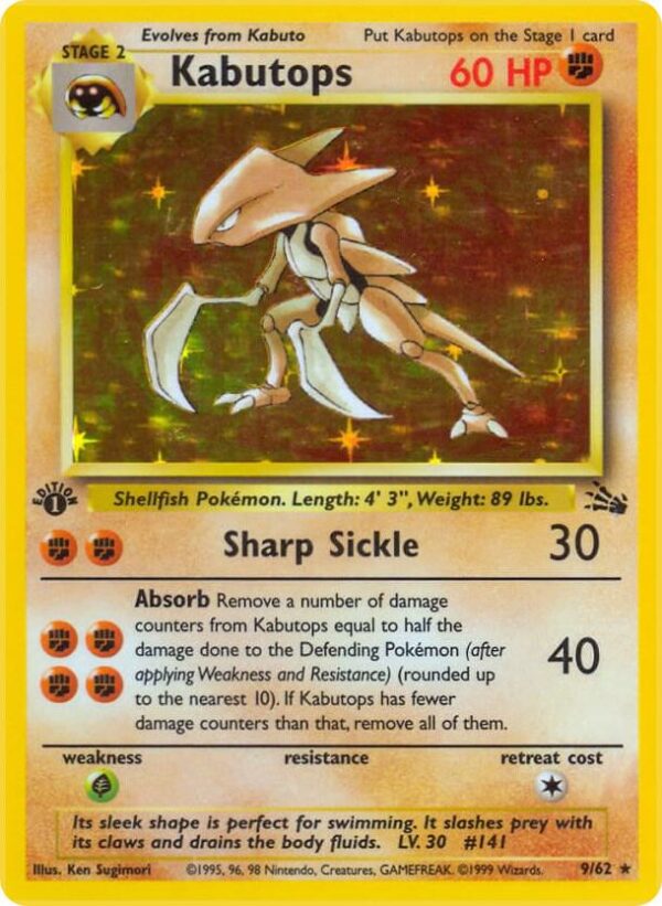 Kabutops (9) 09/62 Unlimited Holofoil Fossil