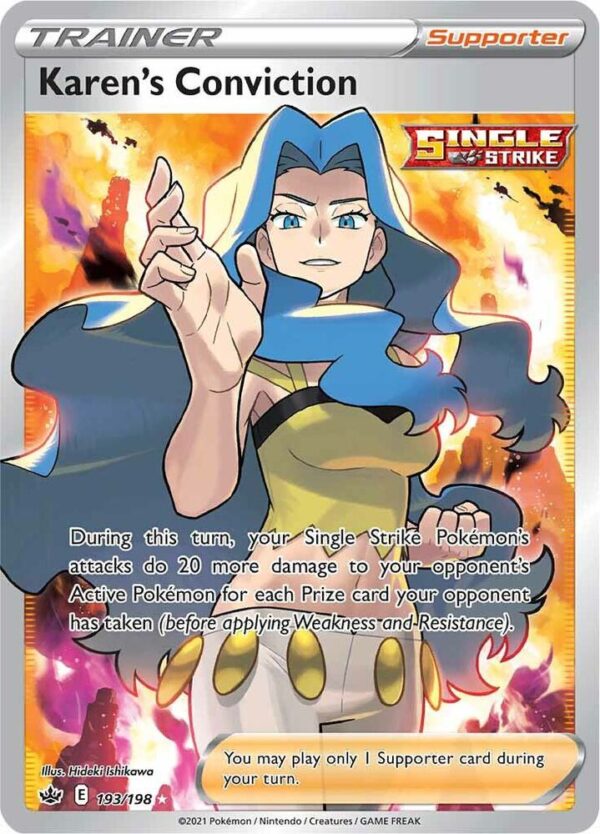 Karen’s Conviction (Full Art) 193/198 Holofoil SWSH06: Chilling Reign