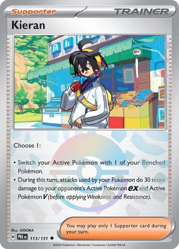 Kieran 113/131 (Poke Ball Pattern) Holofoil SV: Prismatic Evolutions Kieran 113/131 (Poke Ball Pattern) Holofoil SV: Prismatic Evolutions
