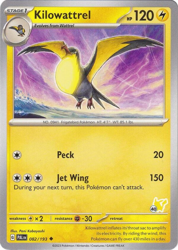 Kilowattrel Pikachu 40 082/193 Normal Battle Academy 2024