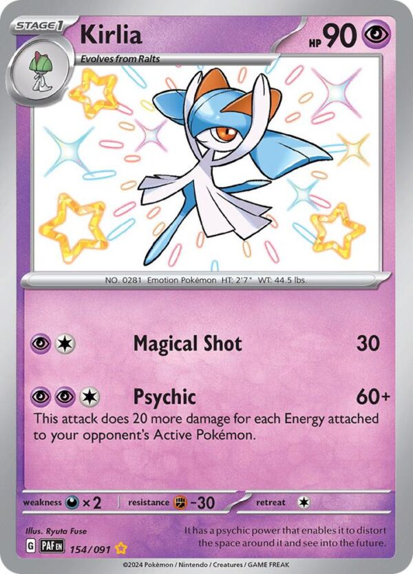 Kirlia 154/091 Holofoil SV: Paldean Fates Kirlia 154/091 Holofoil SV: Paldean Fates