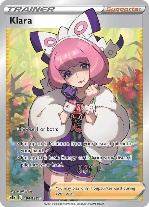 Klara (Full Art) 194/198 Holofoil SWSH06: Chilling Reign Klara (Full Art) 194/198 Holofoil SWSH06: Chilling Reign