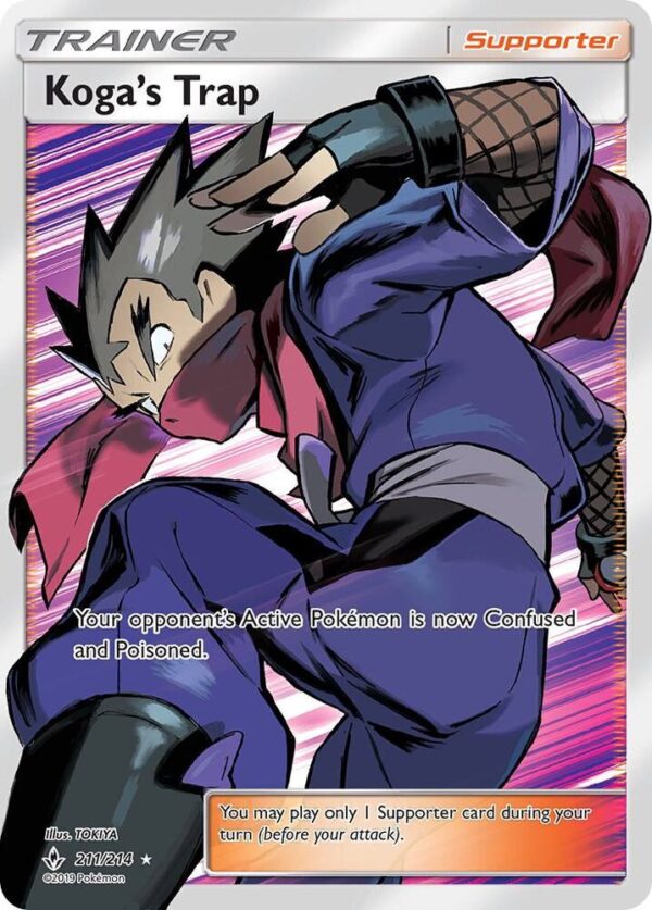 Koga’s Trap (Full Art) 211/214 Holofoil SM – Unbroken Bonds Koga’s Trap (Full Art) 211/214 Holofoil SM – Unbroken Bonds