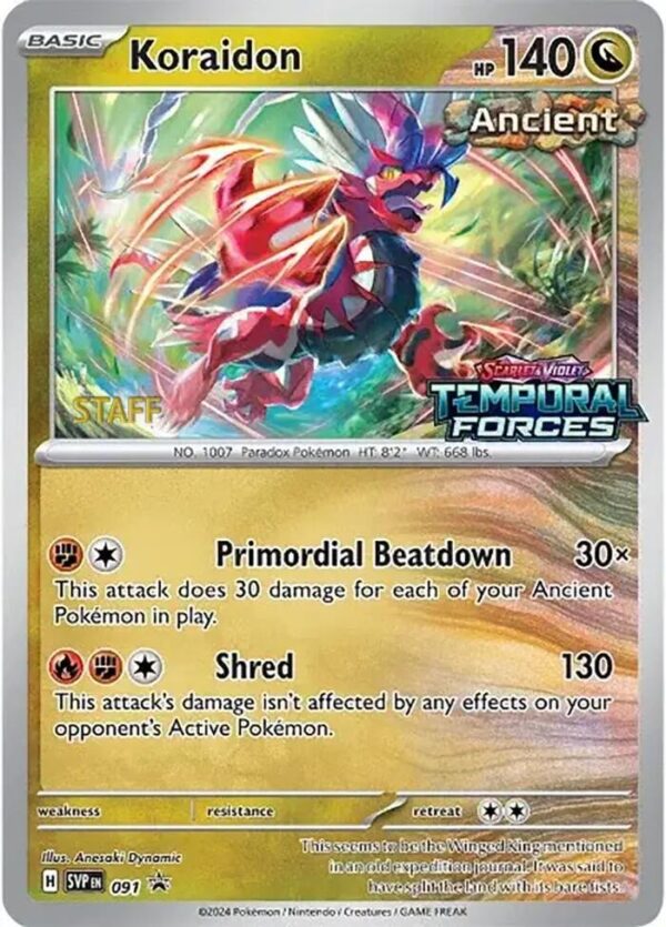 Koraidon 091 (Prerelease) [Staff] Holofoil SV: Scarlet & Violet Promo Cards