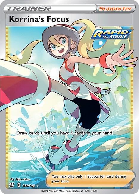 Korrina’s Focus (Full Art) 160/163 Holofoil SWSH05: Battle Styles Korrina’s Focus (Full Art) 160/163 Holofoil SWSH05: Battle Styles