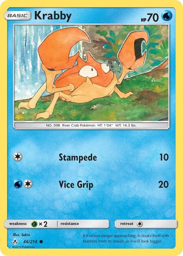 Krabby 46/214 Reverse Holofoil SM – Unbroken Bonds Krabby 46/214 Reverse Holofoil SM – Unbroken Bonds