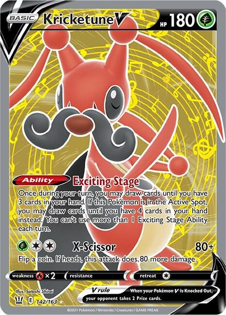 Kricketune V (Full Art) 142/163 Holofoil SWSH05: Battle Styles