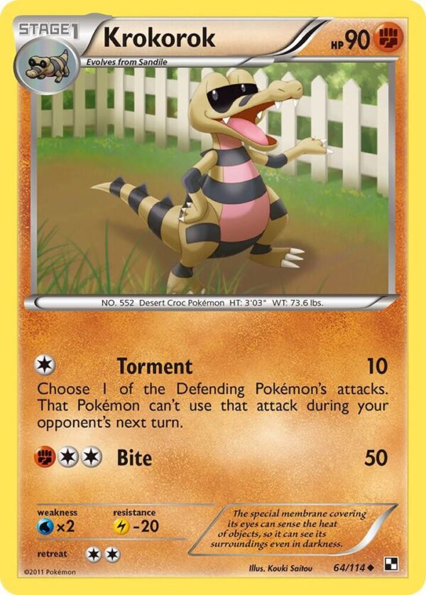 Krokorok 64/114 Reverse Holofoil Black and White