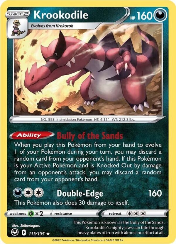 Krookodile 113/195 Reverse Holofoil SWSH12: Silver Tempest