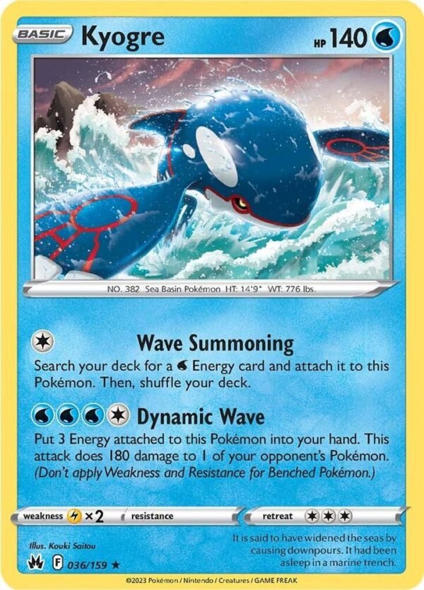 Kyogre 036/159 Reverse Holofoil Crown Zenith Kyogre 036/159 Reverse Holofoil Crown Zenith