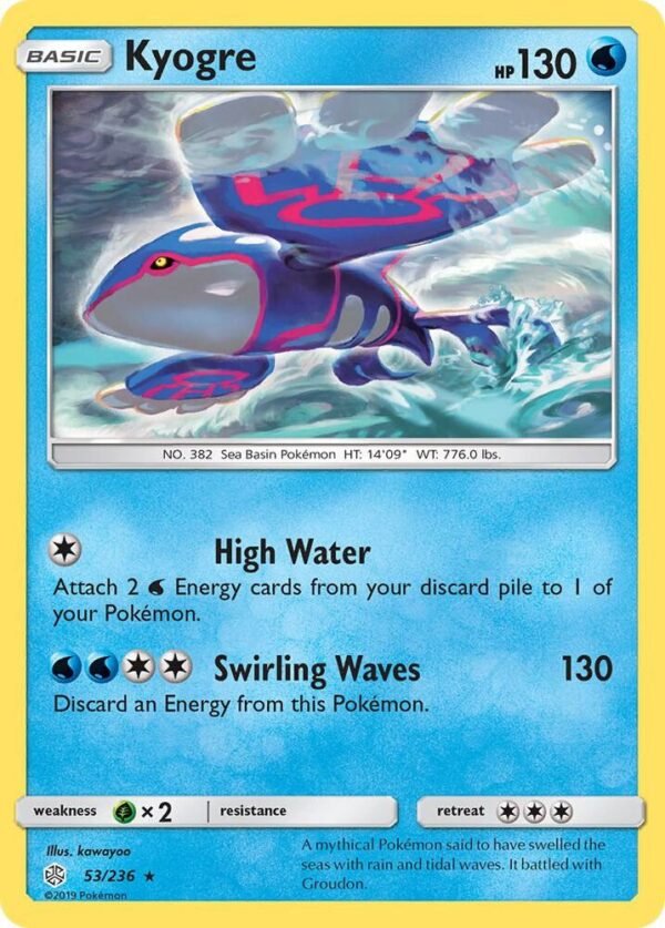 Kyogre 53/236 Reverse Holofoil SM – Cosmic Eclipse Kyogre 53/236 Reverse Holofoil SM – Cosmic Eclipse