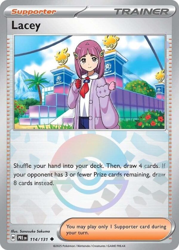Lacey 114/131 (Poke Ball Pattern) Holofoil SV: Prismatic Evolutions Lacey 114/131 (Poke Ball Pattern) Holofoil SV: Prismatic Evolutions