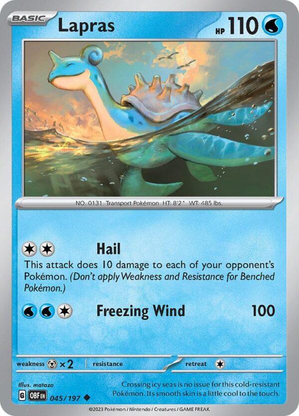 Lapras 045/197 Reverse Holofoil SV03: Obsidian Flames Lapras 045/197 Reverse Holofoil SV03: Obsidian Flames