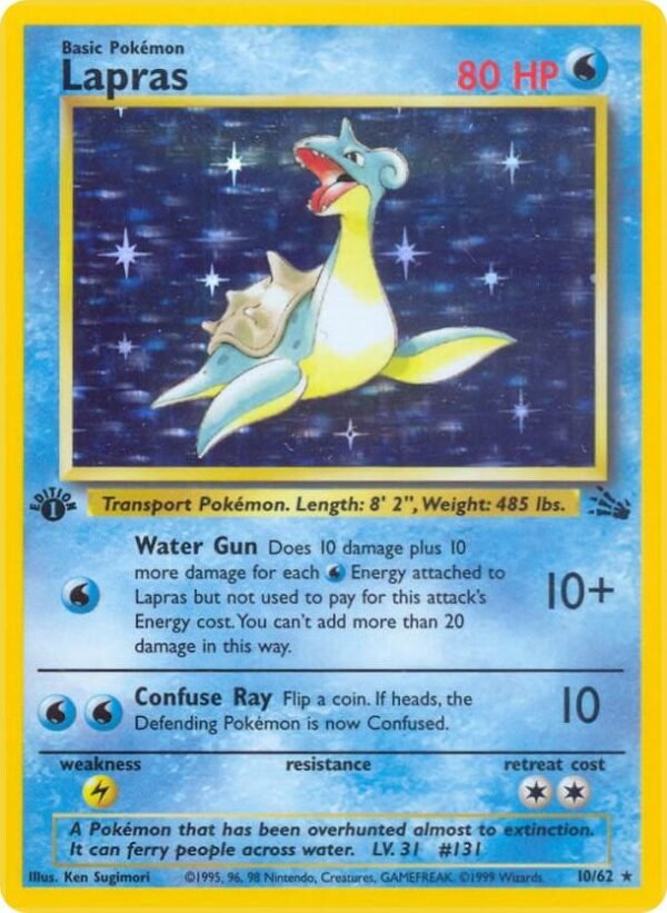 Lapras (10) 10/62 1st Edition Holofoil Fossil