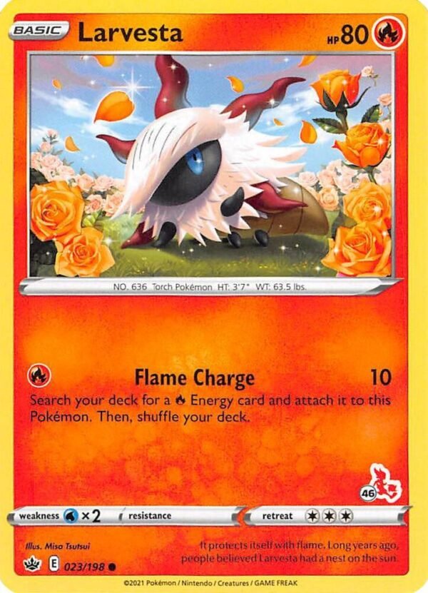 Larvesta 023/198 (#46 Cinderace Stamped) Normal Battle Academy 2022