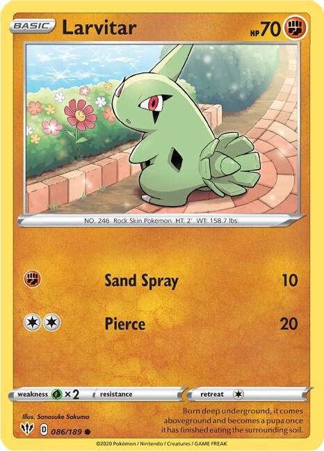 Larvitar 086/189 Normal SWSH03: Darkness Ablaze
