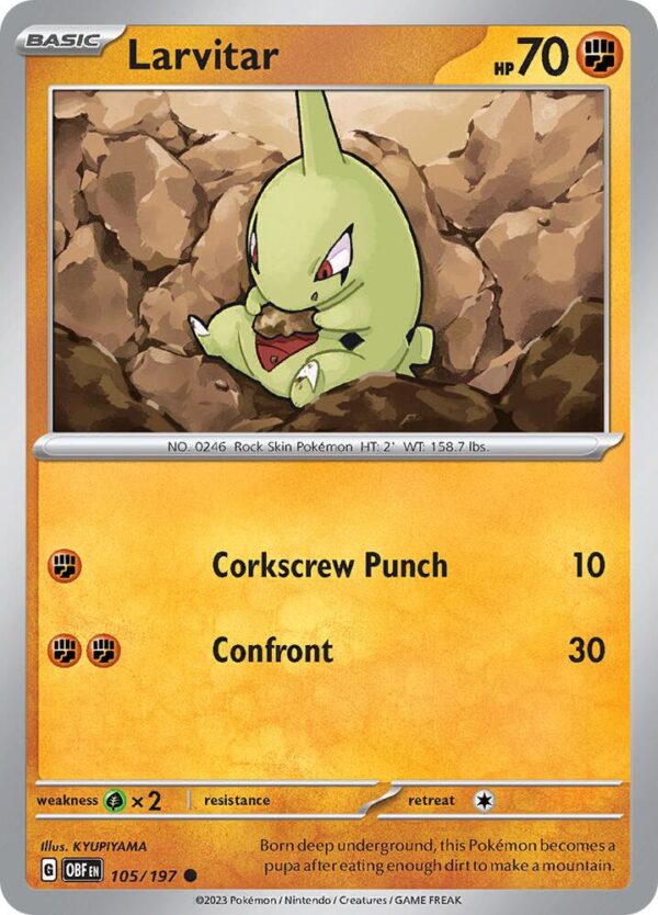 Larvitar 105/197 Normal SV03: Obsidian Flames Larvitar 105/197 Normal SV03: Obsidian Flames
