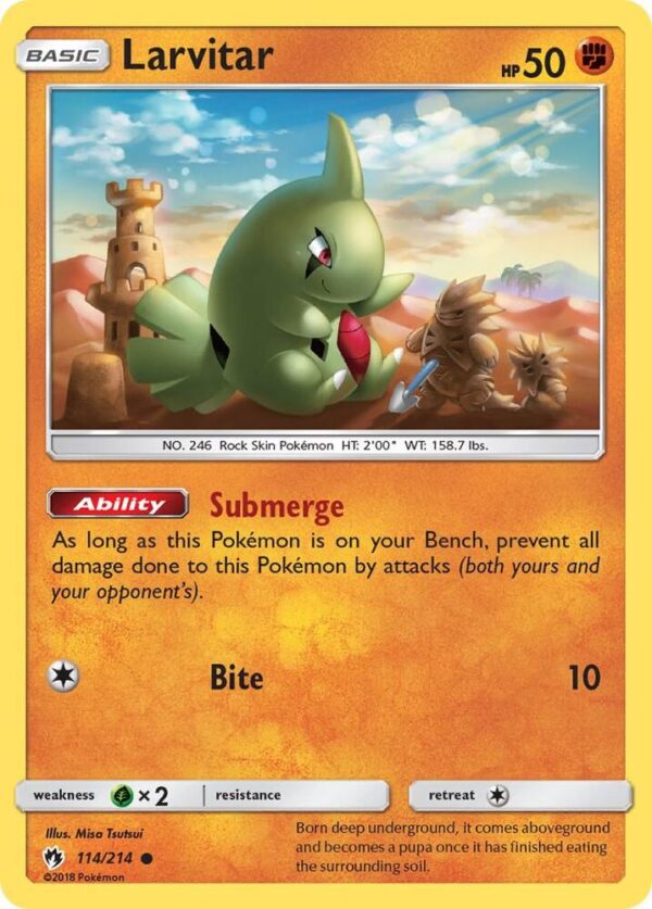 Larvitar (114) 114/214 Reverse Holofoil SM – Lost Thunder Larvitar (114) 114/214 Reverse Holofoil SM – Lost Thunder