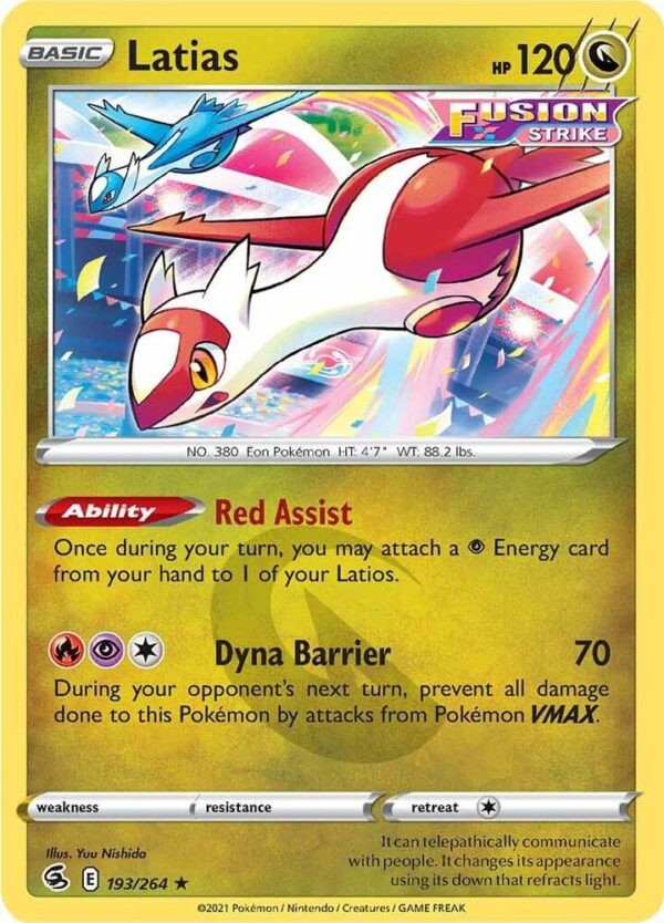 Latias 193/264 Reverse Holofoil SWSH08: Fusion Strike Latias 193/264 Reverse Holofoil SWSH08: Fusion Strike