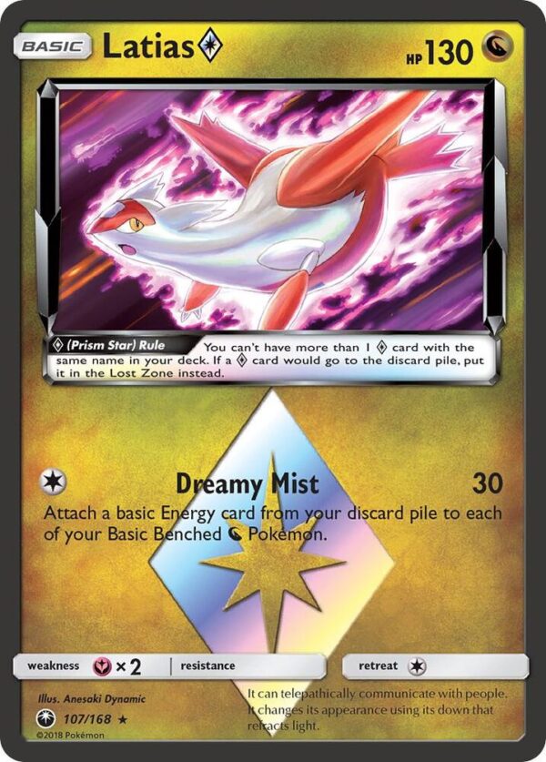 Latias Prism Star 107/168 Holofoil SM – Celestial Storm Latias Prism Star 107/168 Holofoil SM – Celestial Storm