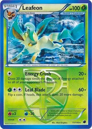 Leafeon 11/116 (BW Plasma Freeze) 011/116 Holofoil Deck Exclusives Leafeon 11/116 (BW Plasma Freeze) 011/116 Holofoil Deck Exclusives