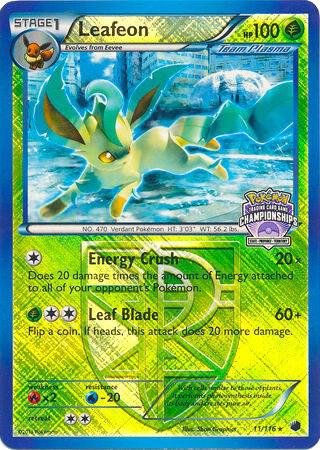 Leafeon 11/116 (State Championships) 011/116 Reverse Holofoil League & Championship Cards Leafeon 11/116 (State Championships) 011/116 Reverse Holofoil League & Championship Cards