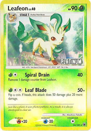 Leafeon 24/100 [Platinum] 024/100 Reverse Holofoil Burger King Promos