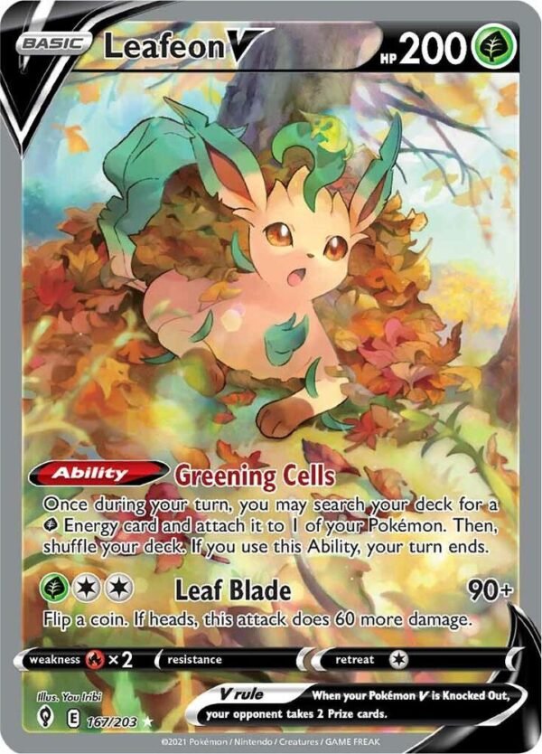 Leafeon V (Alternate Full Art) 167/203 Holofoil SWSH07: Evolving Skies