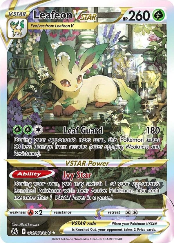 Leafeon VSTAR GG35/GG70 Holofoil Crown Zenith: Galarian Gallery Leafeon VSTAR GG35/GG70 Holofoil Crown Zenith: Galarian Gallery