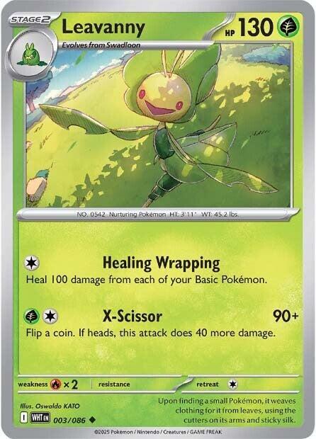 Leavanny 003/086 Reverse Holofoil SV: White Flare