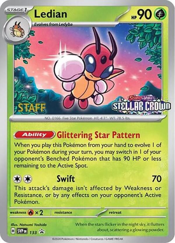 Ledian 133 (Prerelease) [Staff] Reverse Holofoil SV: Scarlet & Violet Promo Cards