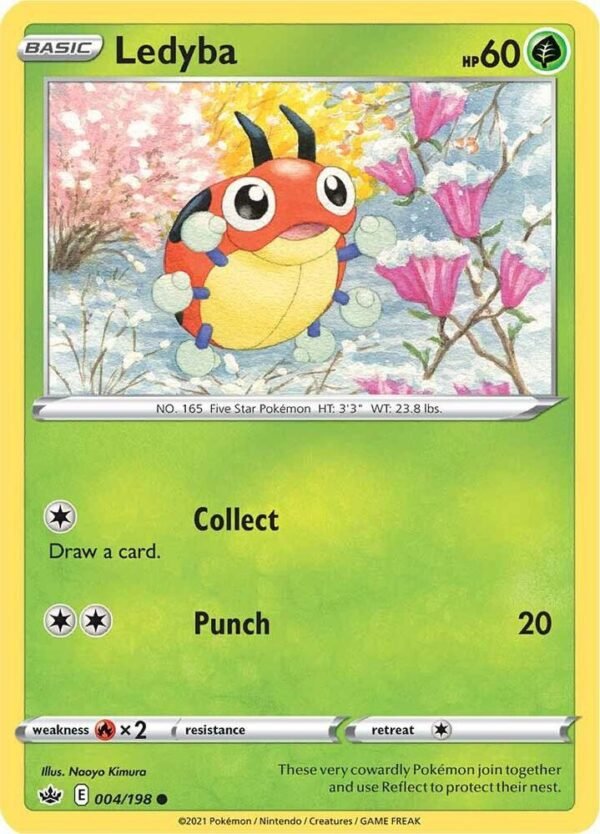 Ledyba 004/198 Reverse Holofoil SWSH06: Chilling Reign Ledyba 004/198 Reverse Holofoil SWSH06: Chilling Reign