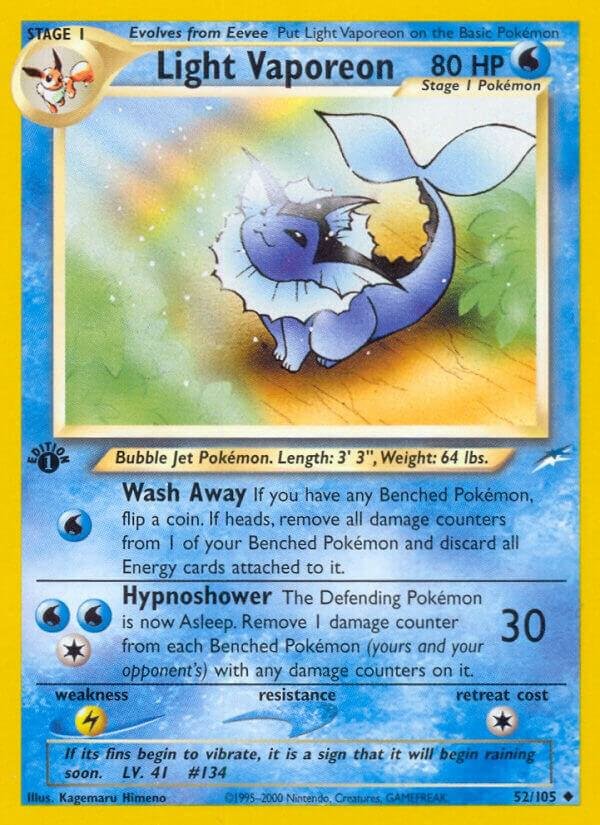 Light Vaporeon 052/105 Unlimited Neo Destiny Light Vaporeon 052/105 Unlimited Neo Destiny