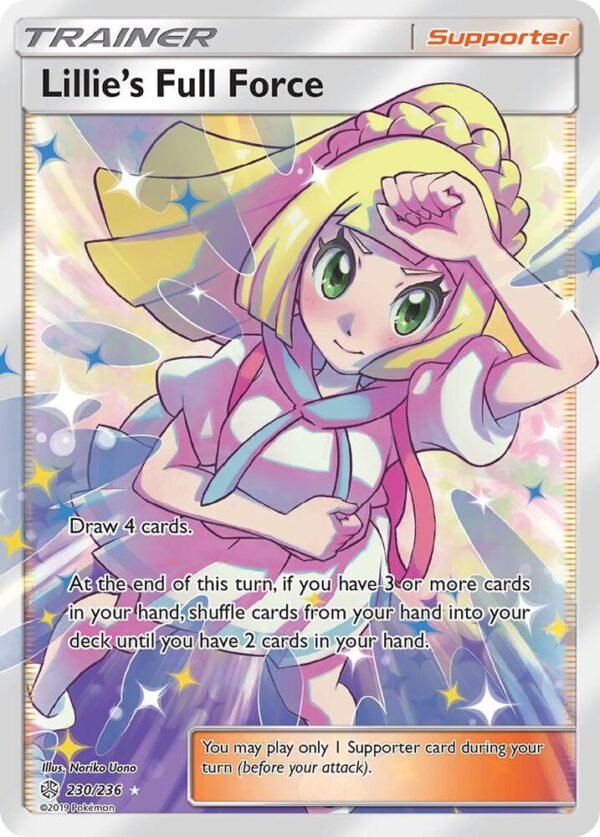 Lillie’s Full Force (Full Art) 230/236 Holofoil SM – Cosmic Eclipse Lillie’s Full Force (Full Art) 230/236 Holofoil SM – Cosmic Eclipse